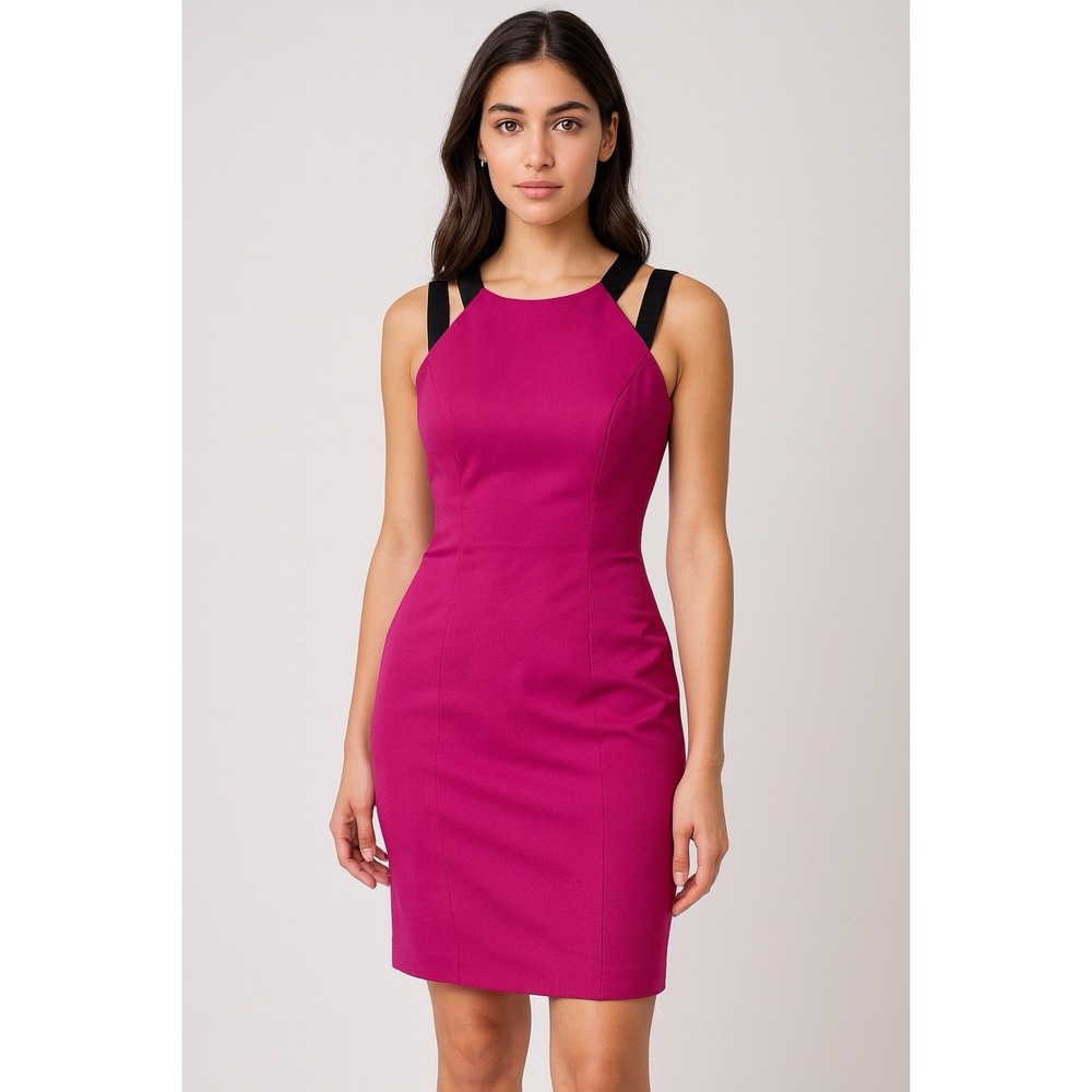 Black Halo Fuchsia Bodycon Dress Structured Strappy Sleeveless Size 2 Barbiecore